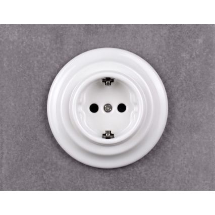 Elhard - Keraaminen retro-pistorasia kehyksellä SCHUKO 230V valkoinen