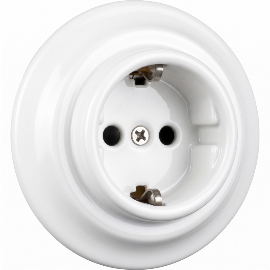 Elhard - Keraaminen retro-pistorasia kehyksellä SCHUKO 230V valkoinen