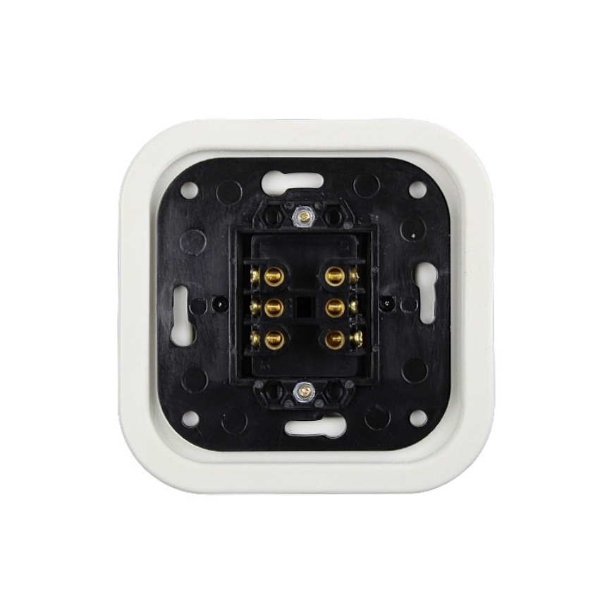 Elhard - keramiikkainen retro kaksoiskytkin portaiden valaistukseen, kehyksetön nro 6+6, valkoinen