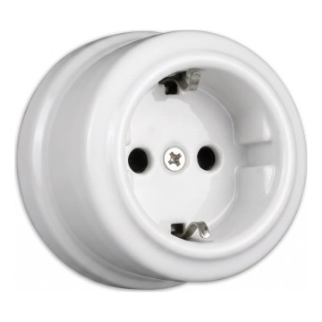 Elhard - keramiikkainen retro SCHUKO-pistorasia 230 V, valkoinen