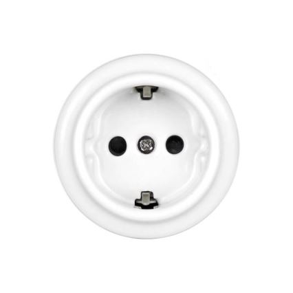 Elhard - Retrotyylinen seinään asennettava keraaminen SCHUKO-pistorasia 230V, valkoinen