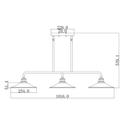 Elstead HK-RIGBY-ISLE-KZ - Kattokruunu tangossa RIGBY 3xE27/60W/230V