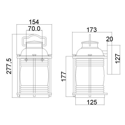 Elstead KL-ASHLANDBAY2-S - Ulkoseinävalaisin ASHLAND 1xE27/60W/230V IP44
