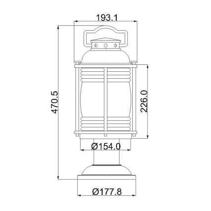 Elstead KL-ASHLANDBAY3-M - Ulkovalaisin ASHLAND 1xE27/60W/230V IP44
