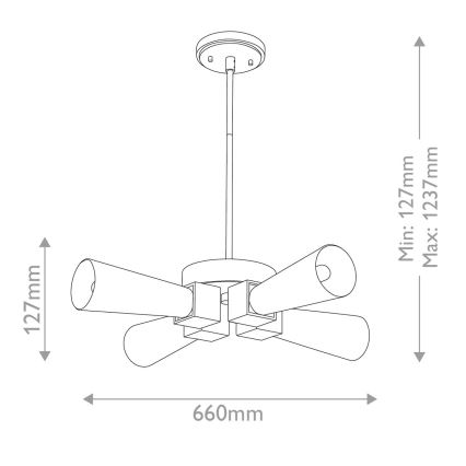 Elstead - Varrellinen KRISTY-kattokruunu 4xE27/40W/230V, kuparinvärinen