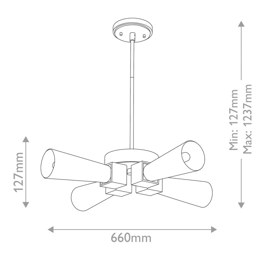 Elstead - Varrellinen KRISTY-kattokruunu 4xE27/40W/230V, kuparinvärinen
