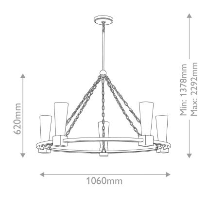 Elstead - Kattokruunu KRISTY, tankokiinnitys, 5xE27/40W/230V, kupari
