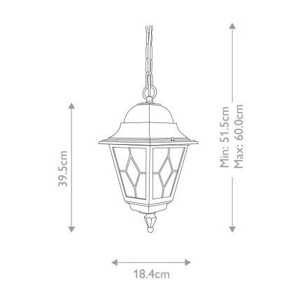 Elstead NR9-BLK - Ulkokattokruunu NORFOLK 1xE27/100W/230V IP43