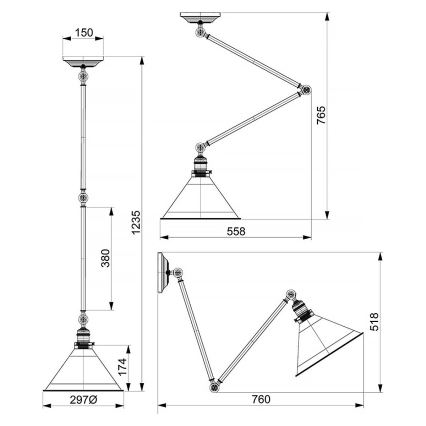Elstead PV-GWP-AB - Kattokruunu tangossa PROVENCE 1xE27/60W/230V