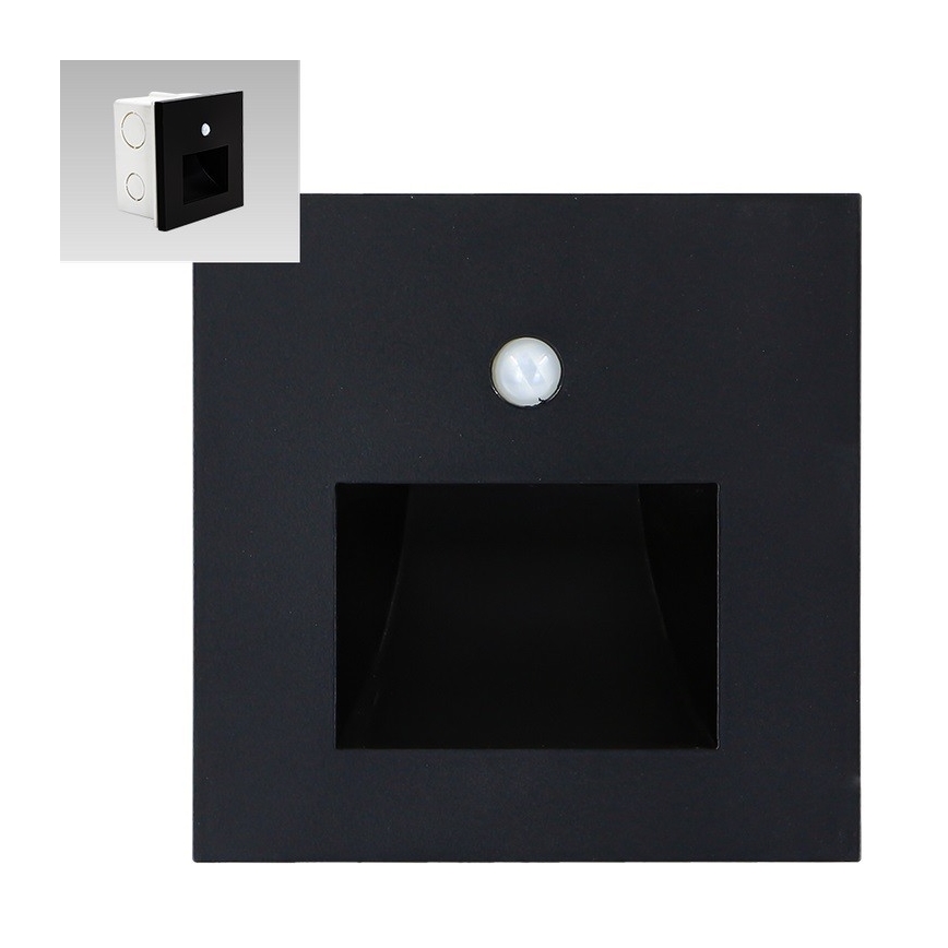 Emithor 70418 - LED-portaikkovalo anturilla SUNNY LED/1W/230V 4000K musta