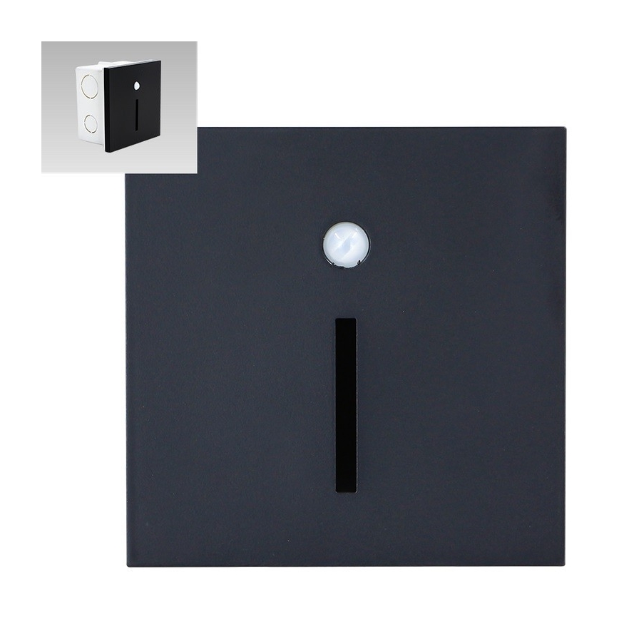 Emithor 70430 - LED-portaikkovalo anturilla LINE LED/1W/230V musta