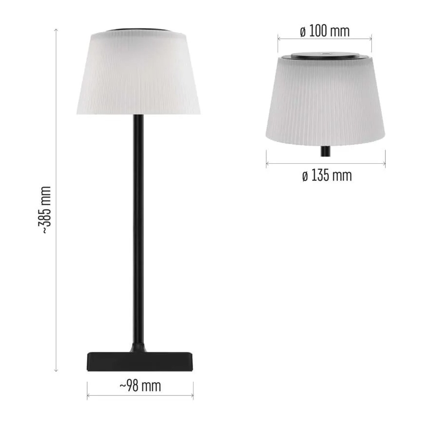 LED himmennettävä ladattava lamppu KATIE LED/4W/10V 1800mAh IP44 CRI 90 musta