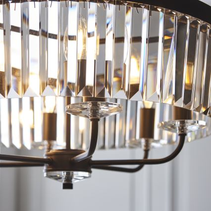 Endon 100711 - CHESTERFIELD-riippuvalaisin ketjulla, 6xE14/6W/230V, halkaisija 55 cm, musta