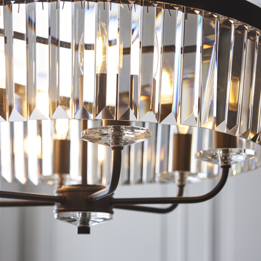 Endon 100711 - CHESTERFIELD-riippuvalaisin ketjulla, 6xE14/6W/230V, halkaisija 55 cm, musta