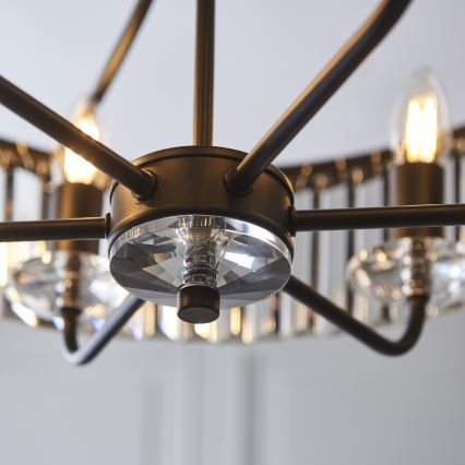 Endon 100711 - CHESTERFIELD-riippuvalaisin ketjulla, 6xE14/6W/230V, halkaisija 55 cm, musta