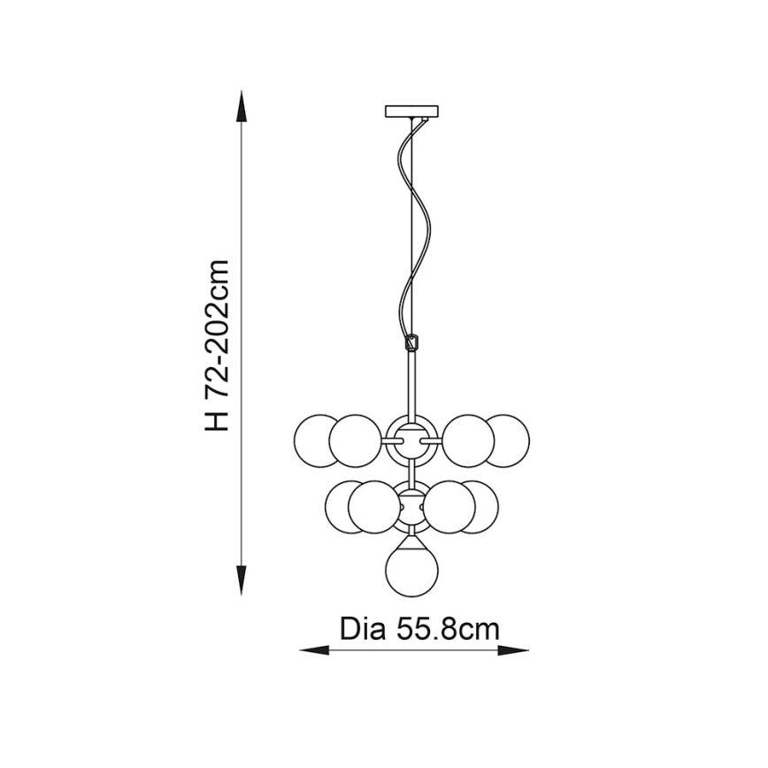 Endon 101147 - Riippuvalaisin vaijerilla OSCAR 11xG9/18W/230V musta/savunvärinen