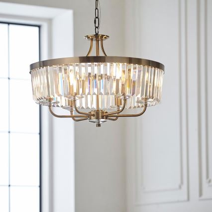 Endon 102505 - Kattokruunu ketjulla 6xE14/6W/230V halkaisija 55 cm messinki