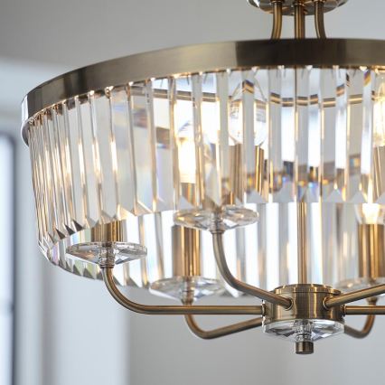 Endon 102505 - Kattokruunu ketjulla 6xE14/6W/230V halkaisija 55 cm messinki