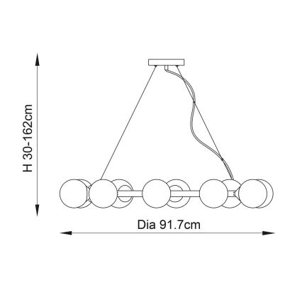 Endon 106008 - OTIS-kaapeliriippuvalaisin 10xG9/3W/230V kulta/valkoinen