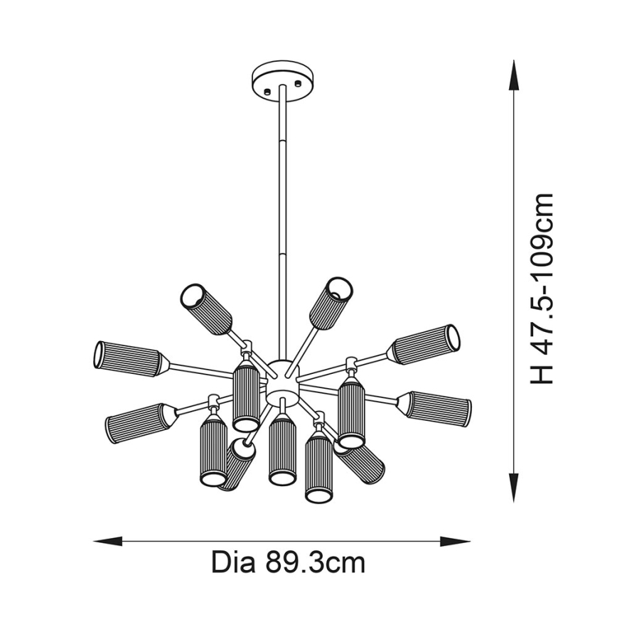 Endon 106256 - Riippukattokruunu TOUR 13xG9/3W/230V messinki