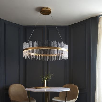 Endon 107672 - ADRIEL himmennettävä LED-riippuvalaisin vaijerilla LED/83W/230V 3000K, halkaisija 89 cm, kultainen/kirkas