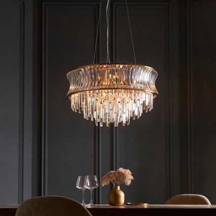 Endon 107785 - Riippuvalaisin vaijerilla 9xE14/6W/230V, kullanvärinen