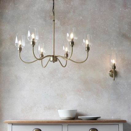 Endon 107791 - Kattokruunu ketjulla 6xE14/6W/230V, messinki