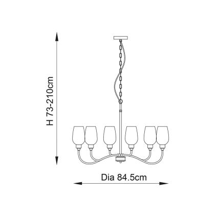 Endon 107791 - Kattokruunu ketjulla 6xE14/6W/230V, messinki