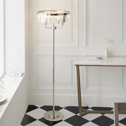 Endon 108103 - Lattialamppu CHESTERFIELD 3xE14/6W/230V kiiltävä kromi