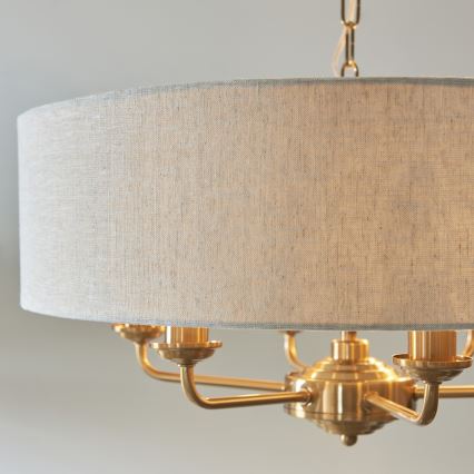 Endon 110722 - Ketjulla roikkuva riippuvalaisin HIGHCLERE 6xE14/40W/230V beige/messinki halkaisija 55 cm