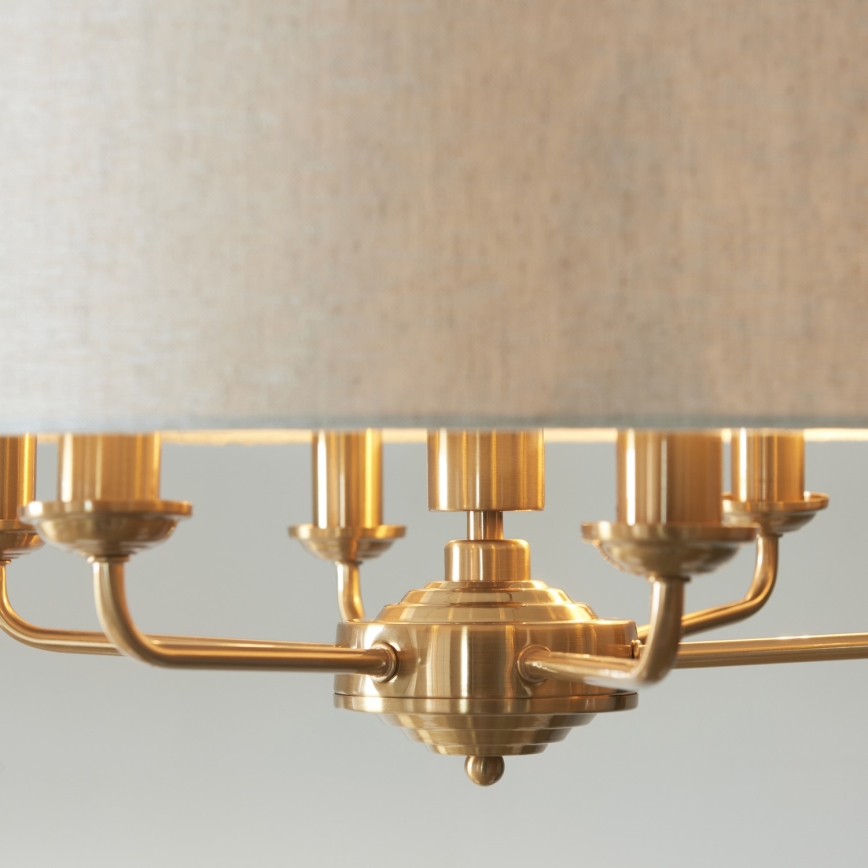Endon 110722 - Ketjulla roikkuva riippuvalaisin HIGHCLERE 6xE14/40W/230V beige/messinki halkaisija 55 cm