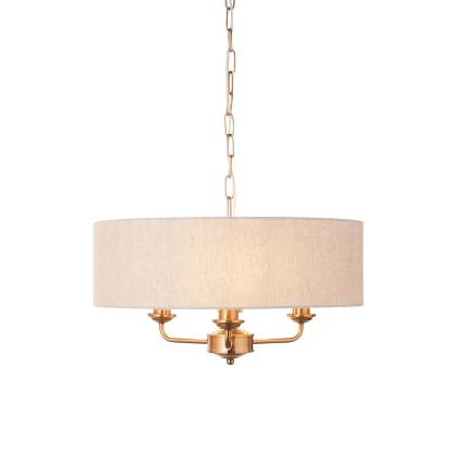 Endon 110723 - Kattokruunu ketjussa HIGHCLERE 3xE14/40W/230V beige/messinki halkaisija 45 cm