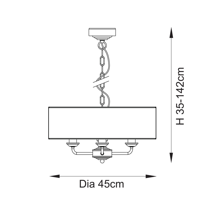Endon 110723 - Kattokruunu ketjussa HIGHCLERE 3xE14/40W/230V beige/messinki halkaisija 45 cm