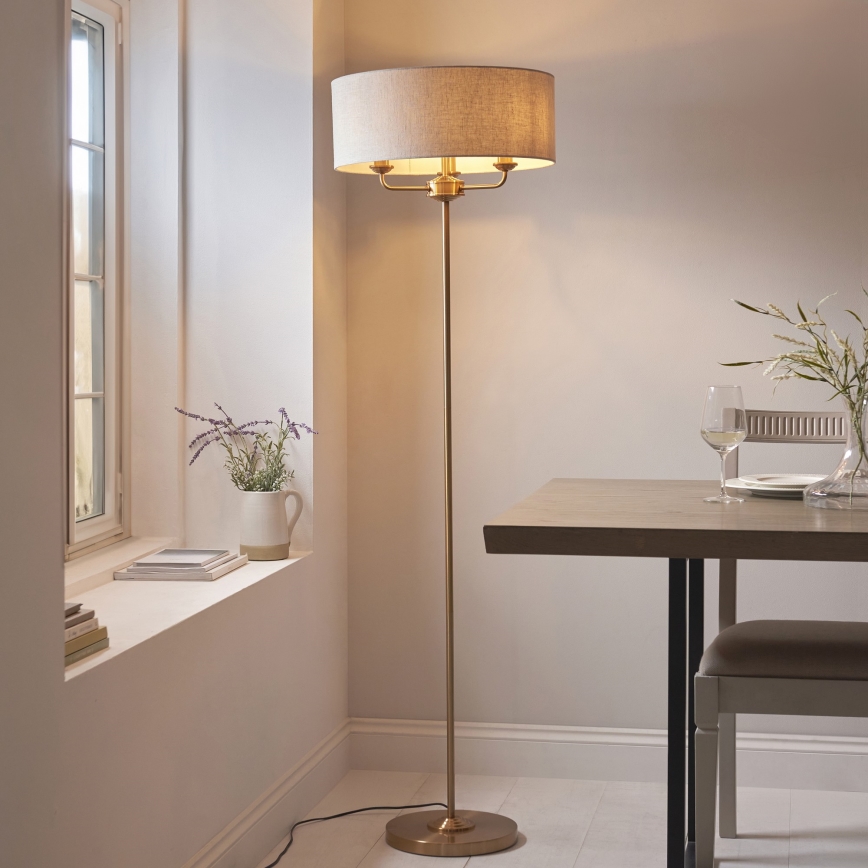 Endon 110724 - Lattialamppu HIGHCLERE 1xE14/40W/230V beige/messinki halkaisija 47 cm