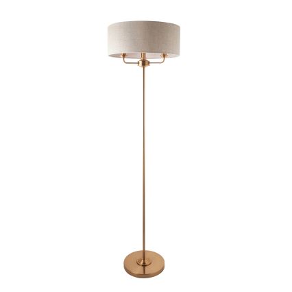 Endon 110724 - Lattialamppu HIGHCLERE 1xE14/40W/230V beige/messinki halkaisija 47 cm
