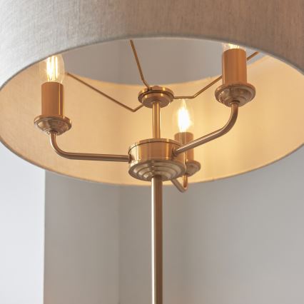 Endon 110724 - Lattialamppu HIGHCLERE 1xE14/40W/230V beige/messinki halkaisija 47 cm