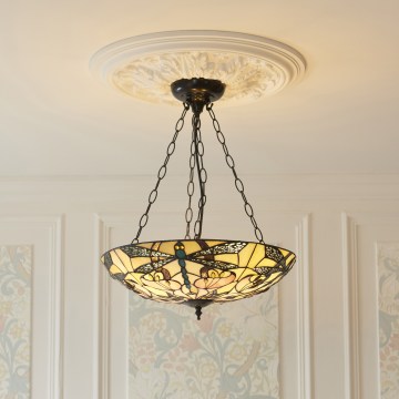 Endon 111869 - Ketjulla roikkuva Tiffany-tyylinen riippuvalaisin ASHTON 3xE27/10W/230V halkaisija 45 cm