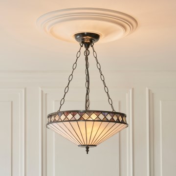 Endon 111870 - Ketjulla ripustettava Tiffany-tyylinen kattokruunu FARGO, 3xE27/10W/230V, halkaisija 41,5 cm