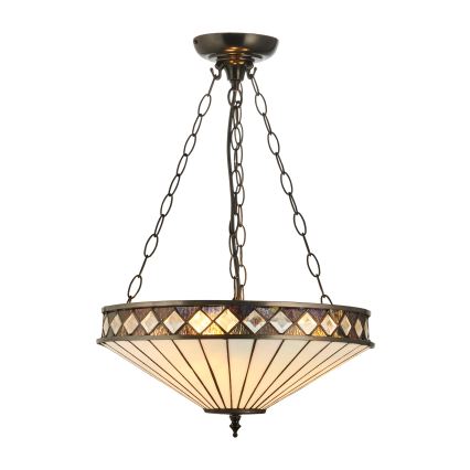 Endon 111870 - Ketjulla ripustettava Tiffany-tyylinen kattokruunu FARGO, 3xE27/10W/230V, halkaisija 41,5 cm