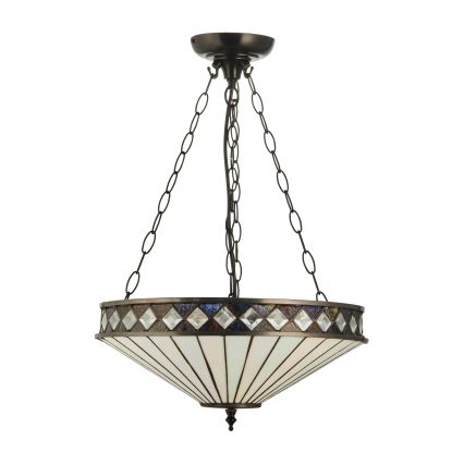 Endon 111870 - Ketjulla ripustettava Tiffany-tyylinen kattokruunu FARGO, 3xE27/10W/230V, halkaisija 41,5 cm