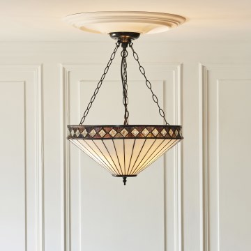 Endon 111871 - Ketjulla ripustettava Tiffany-tyylinen FARGO-kattokruunu 3xE27/10W/230V, halkaisija 50 cm