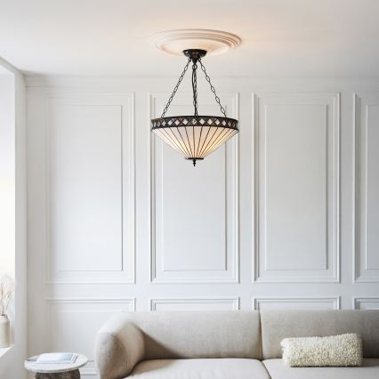 Endon 111871 - Ketjulla ripustettava Tiffany-tyylinen FARGO-kattokruunu 3xE27/10W/230V, halkaisija 50 cm