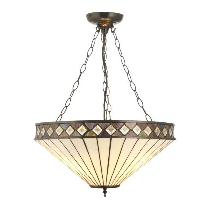 Endon 111871 - Ketjulla ripustettava Tiffany-tyylinen FARGO-kattokruunu 3xE27/10W/230V, halkaisija 50 cm