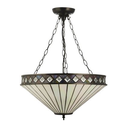 Endon 111871 - Ketjulla ripustettava Tiffany-tyylinen FARGO-kattokruunu 3xE27/10W/230V, halkaisija 50 cm