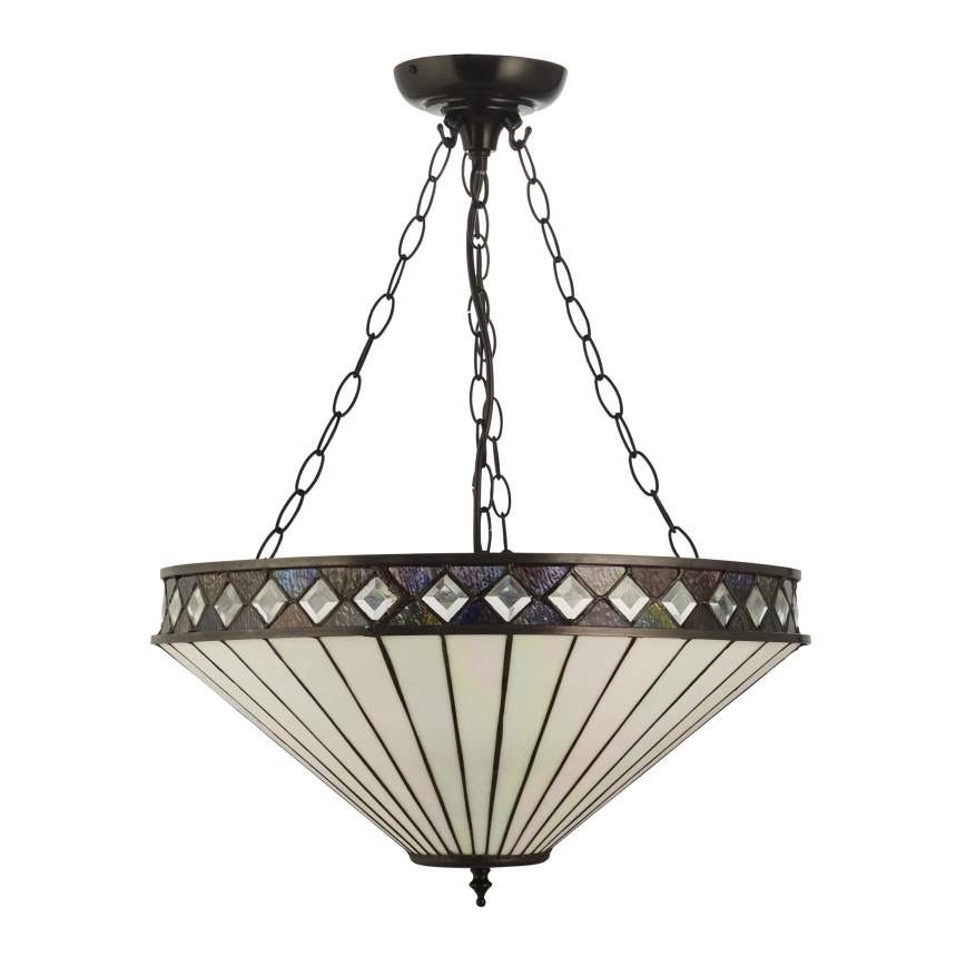 Endon 111871 - Ketjulla ripustettava Tiffany-tyylinen FARGO-kattokruunu 3xE27/10W/230V, halkaisija 50 cm