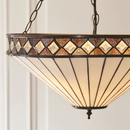 Endon 111871 - Ketjulla ripustettava Tiffany-tyylinen FARGO-kattokruunu 3xE27/10W/230V, halkaisija 50 cm