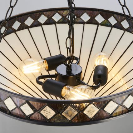 Endon 111871 - Ketjulla ripustettava Tiffany-tyylinen FARGO-kattokruunu 3xE27/10W/230V, halkaisija 50 cm