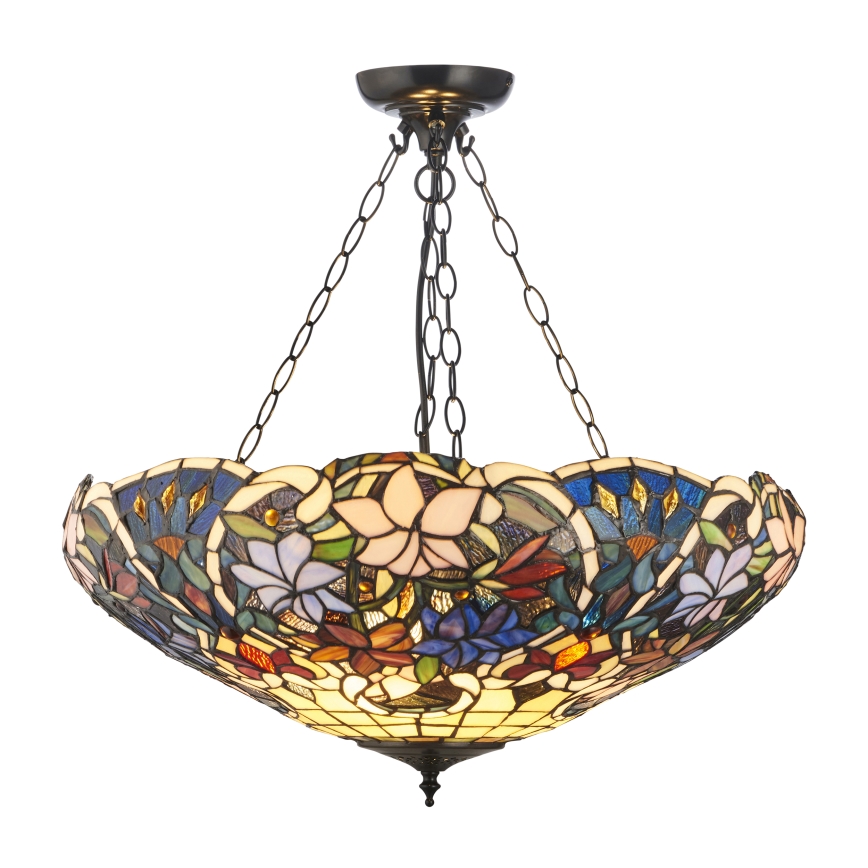 Endon 111887 - Riippuvalaisin ketjulla Tiffany SULLIVAN 3xE27/10W/230V halkaisija 57 cm