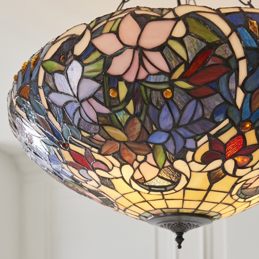 Endon 111887 - Riippuvalaisin ketjulla Tiffany SULLIVAN 3xE27/10W/230V halkaisija 57 cm