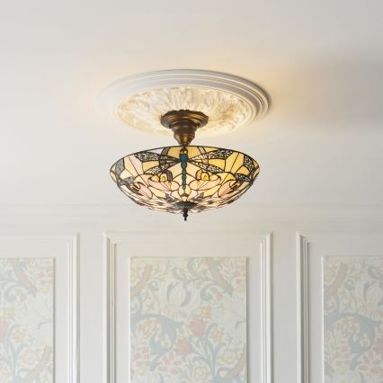 Endon 111892 - Pinta-asennettava Tiffany-tyylinen kattovalaisin ASHTON 3xE27/10W/230V halkaisija 45 cm